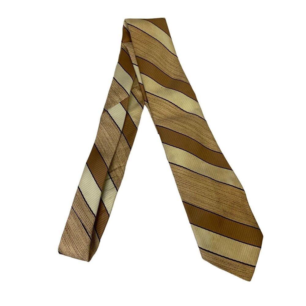 #6692 Walker Scott Company Shades of Brown Striped Mens Necktie, TIe